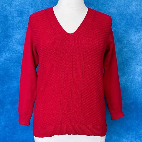 Chaps Women’s Red Cotton Sweater, Medium - Picture 1 of 6